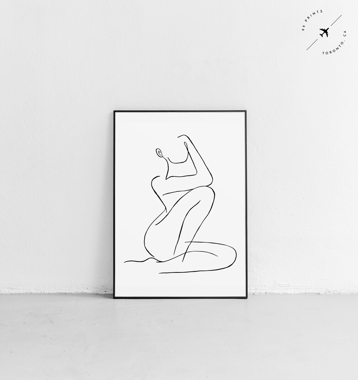 Seated Woman Figure One Line Art Black and White Minimalist Poster - Image 4