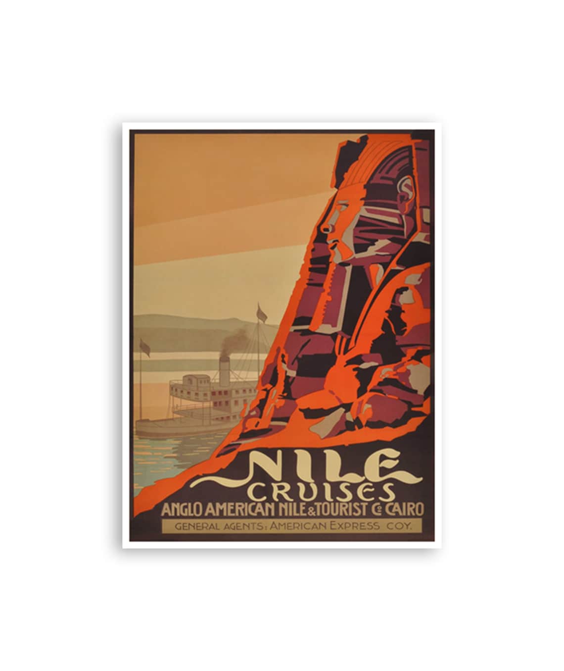 The Nile River Egypt Travel Poster, Cairo Cruise