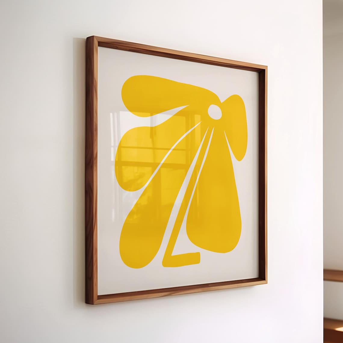 Bold Yellow Abstract Flower Minimalist Modern Statement Art Poster