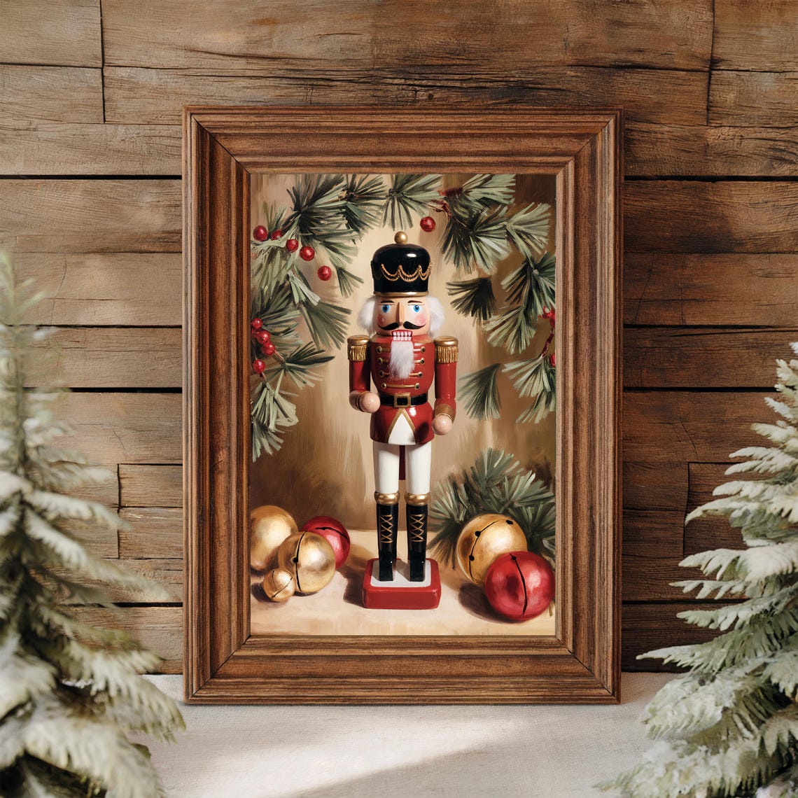 Vintage Christmas Nutcracker Toy Soldier Pine Berries Poster - Image 4