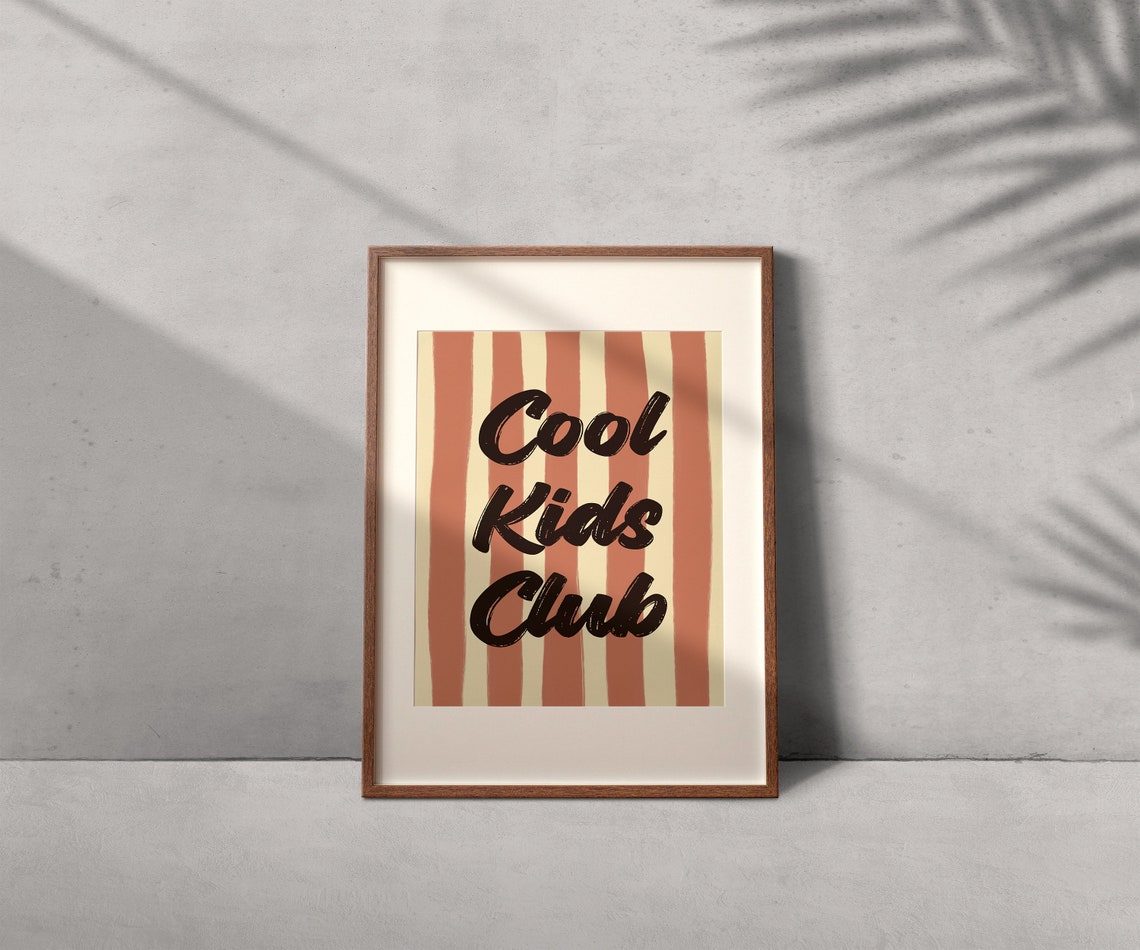 Cool Kids Club Retro Striped Script Quote Poster for Kids Room - Image 2