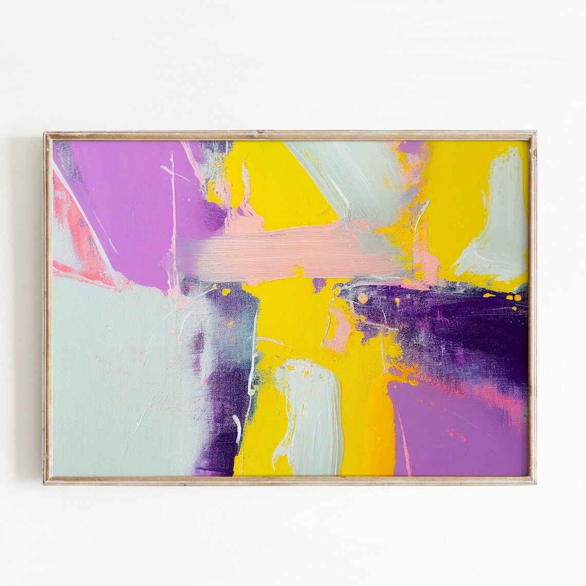Sunny Yellow Lavender Mint Color Field Abstract Painting Poster