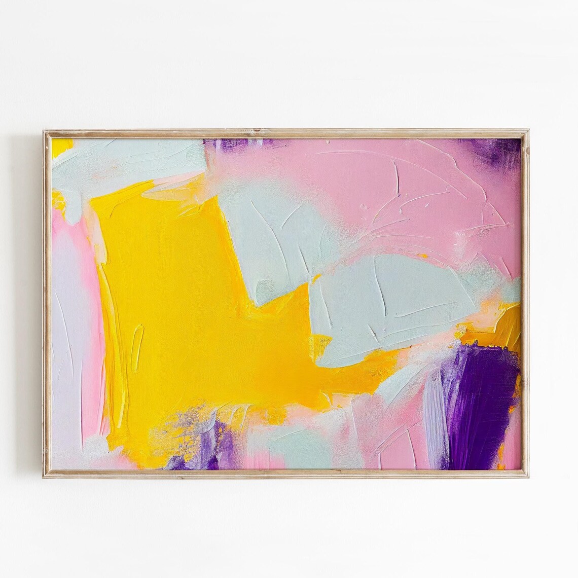 Sunny Yellow Blush Pink Violet Dreamy Abstract Painting Poster