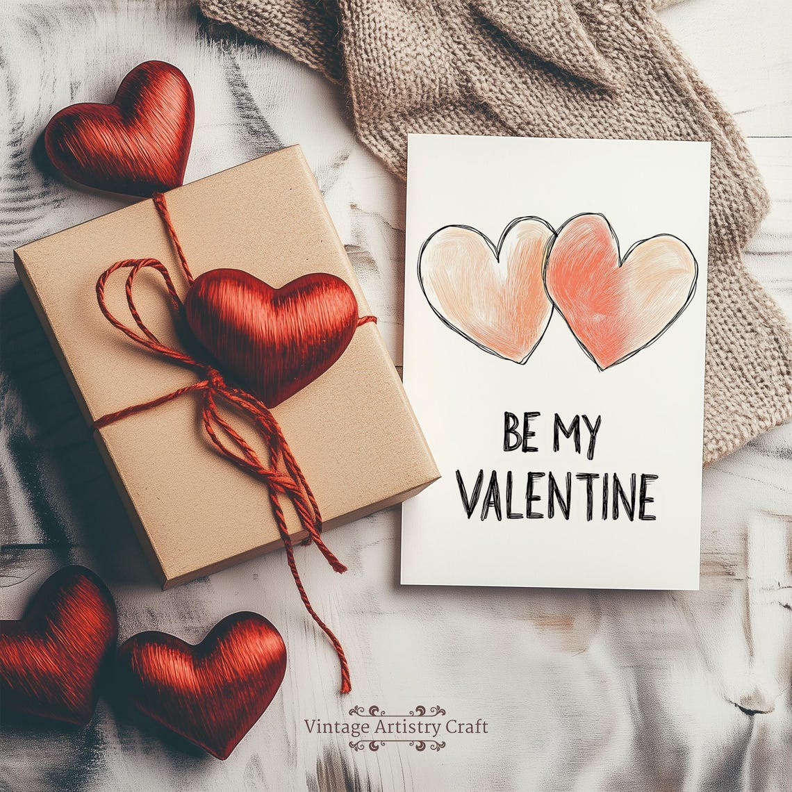 Be My Valentine Heart Card Romantic Gift Box Styled Scene Poster