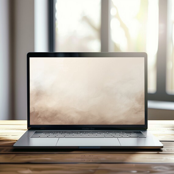 Soft Neutral Beige Abstract Waves Minimalist Desktop Wallpaper Wall Art
