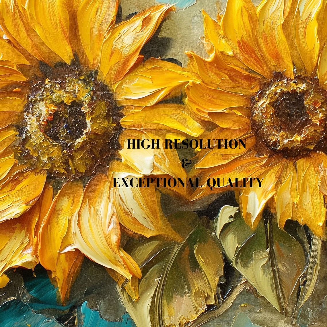 Bold Sunflowers Impasto Oil Painting Vibrant Summer Floral Poster - Image 5