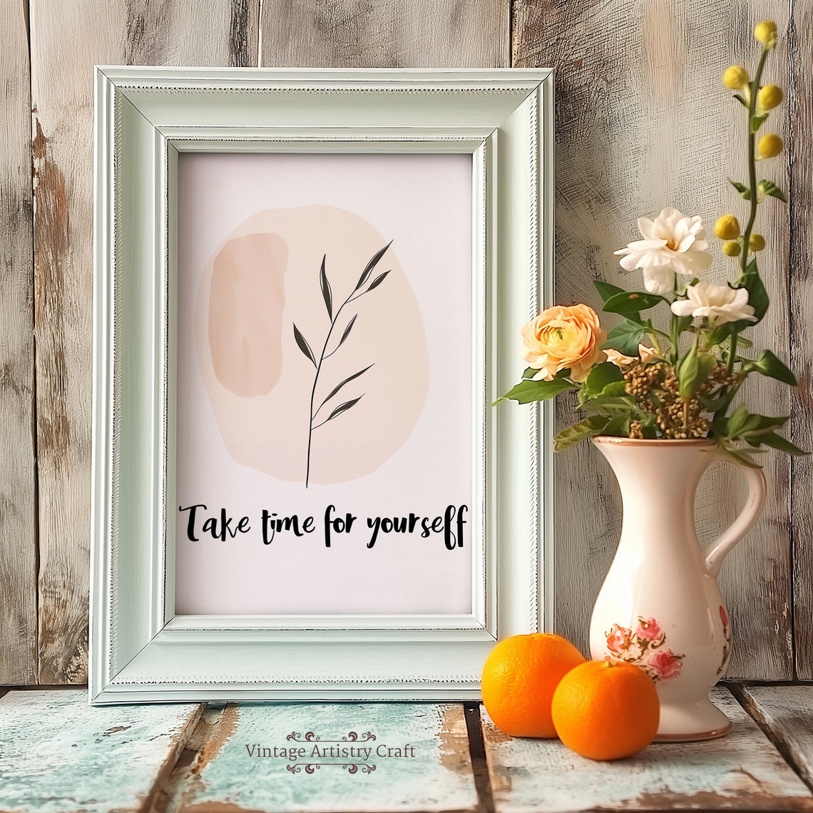 Take Time For Yourself Minimalist Botanical Self Care Poster - Image 4