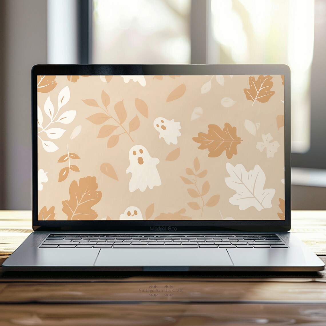 Cute Ghost Neutral Beige Aesthetic Halloween Art Print - Image 5