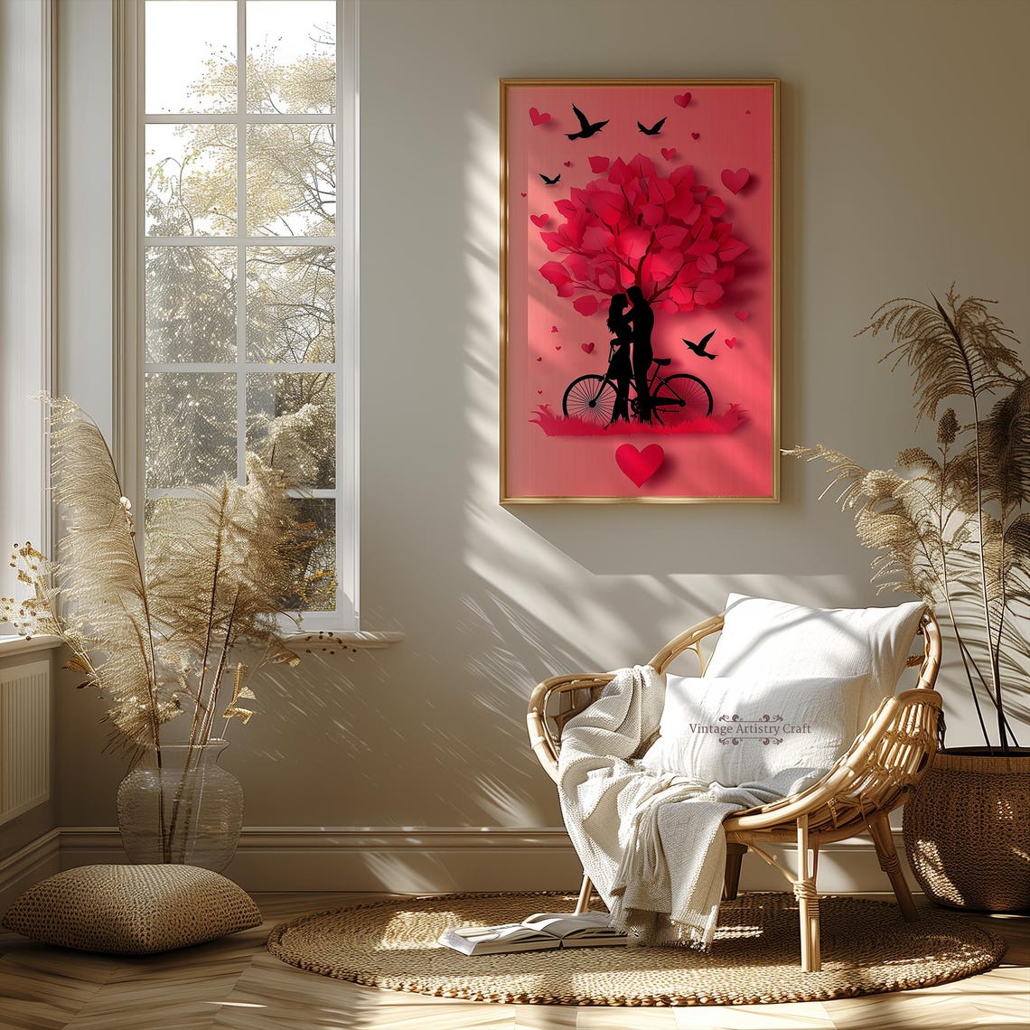 Romantic Couple Heart Tree Bicycle Valentines Day Card Design Poster - Image 6
