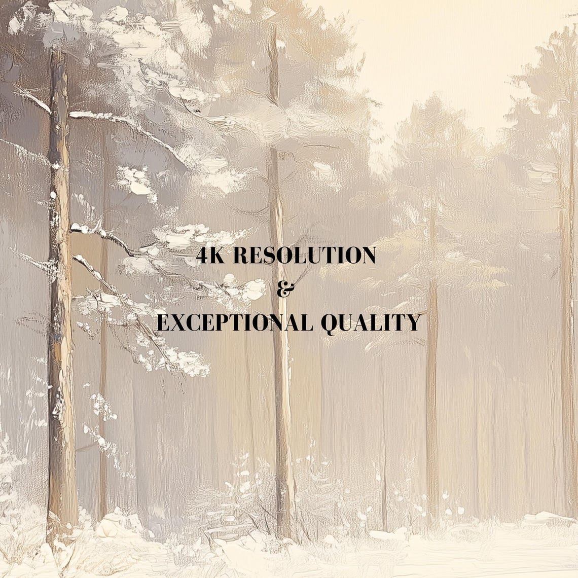 Misty Beige Snowy Pine Forest Calm Winter Wonderland Painting Poster - Image 7
