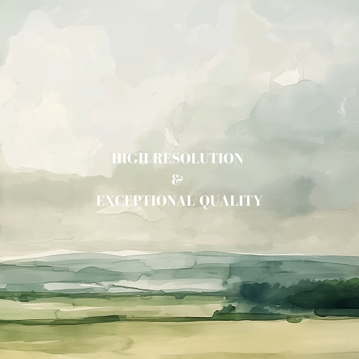 Soft Green Misty Landscape Abstract Watercolor Calm Nature Wall Art - Image 6