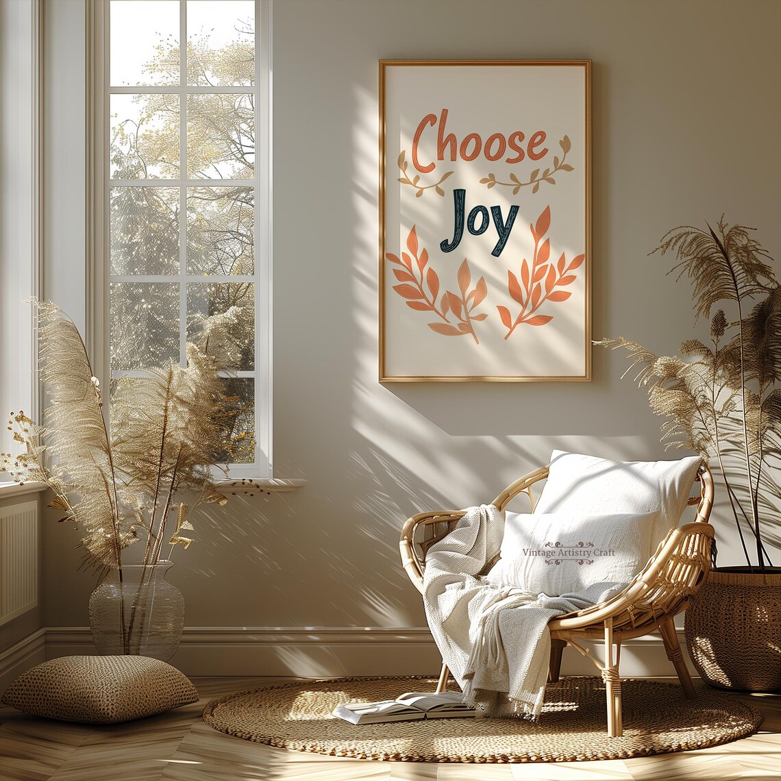 Choose Joy Hand Lettered Motivational Quote Botanical Poster - Image 8