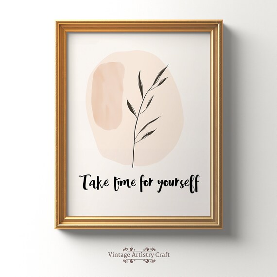 Take Time For Yourself Minimalist Botanical Self Care Poster