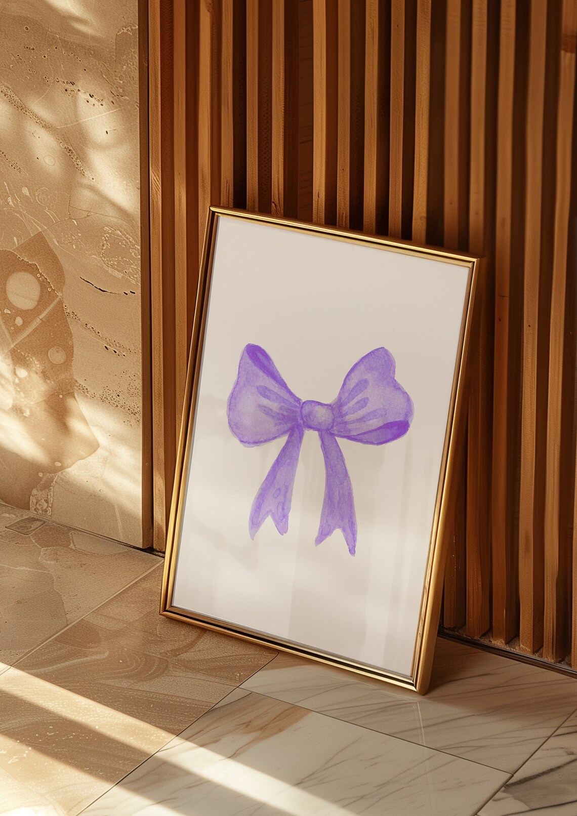 Lilac Purple Bow Watercolor Ribbon Coquette Aesthetic Wall Art - Image 3