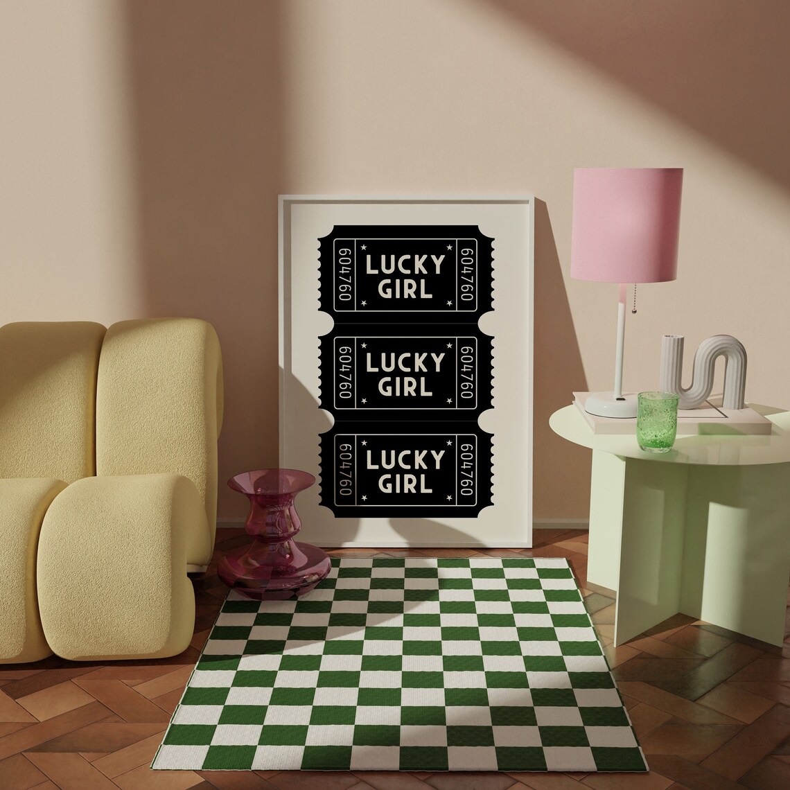 Lucky Girl Good Times Ticket Trendy Wall Art Print - Image 3