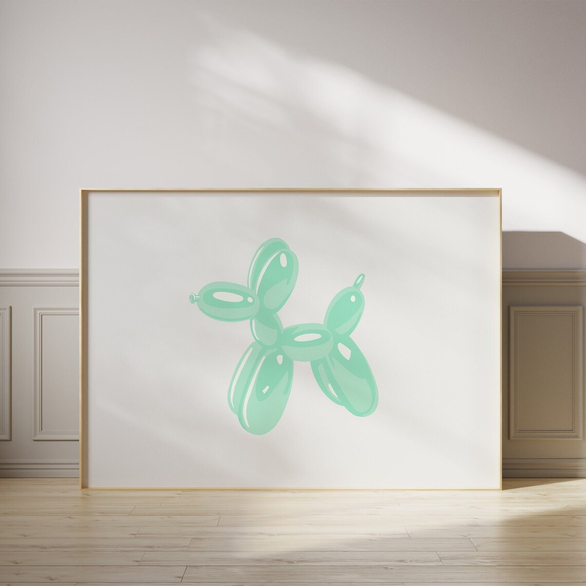 Mint Green Balloon Dog Pop Art Playful Minimalist Decor Poster
