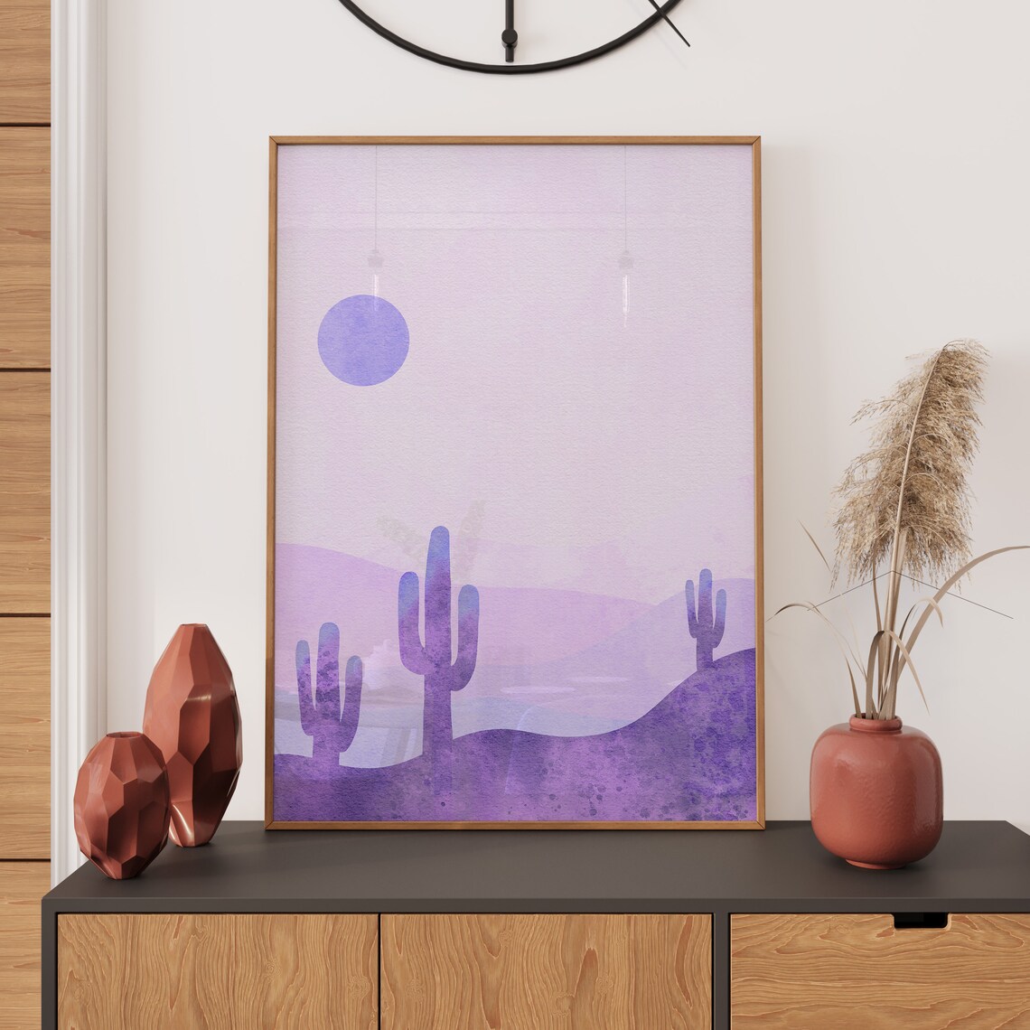 Lilac Cactus Desert Boho Wall Art Poster