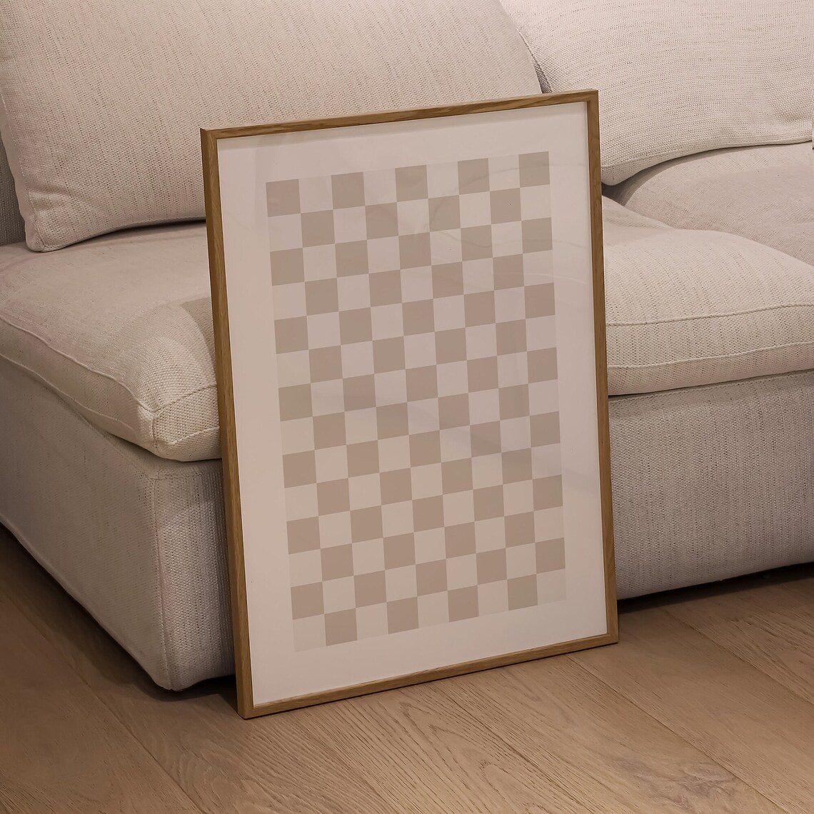 Checkered Trendy Neutral Boho Retro Poster - Image 2