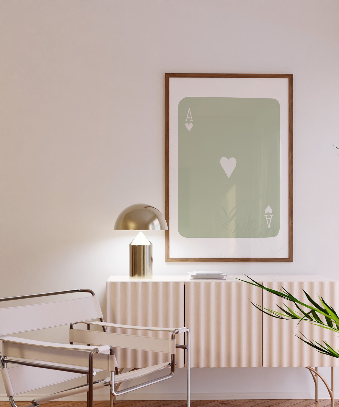 Sage Green Ace of Hearts Minimal Card Trendy Pastel Wall Poster - Image 2