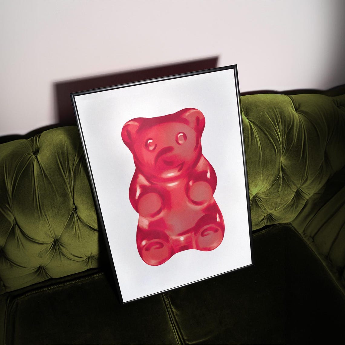 Glossy Red Gummy Bear Pop Candy Y2K Fun Trendy Kids Room Poster - Image 3
