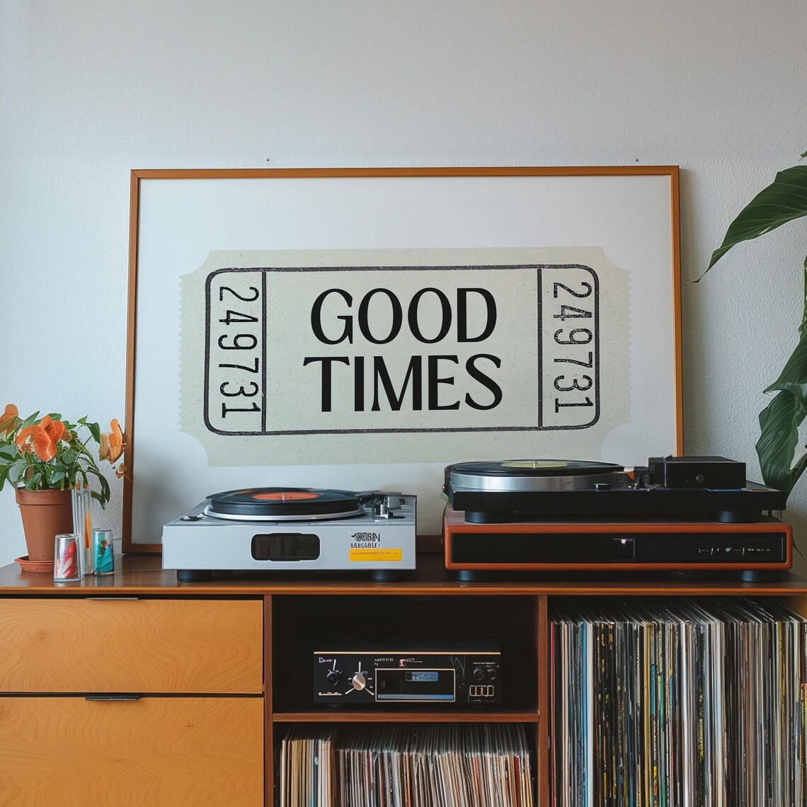 Good Times Ticket Retro Black and White Art Print - Image 3