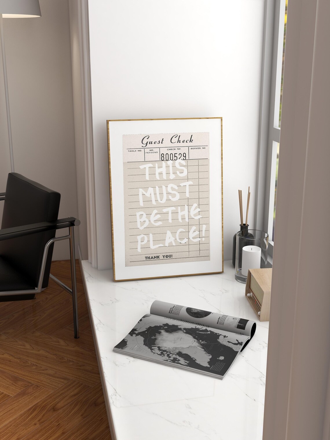 This Must Be The Place Guest Check Vintage Beige Wall Poster - Image 2