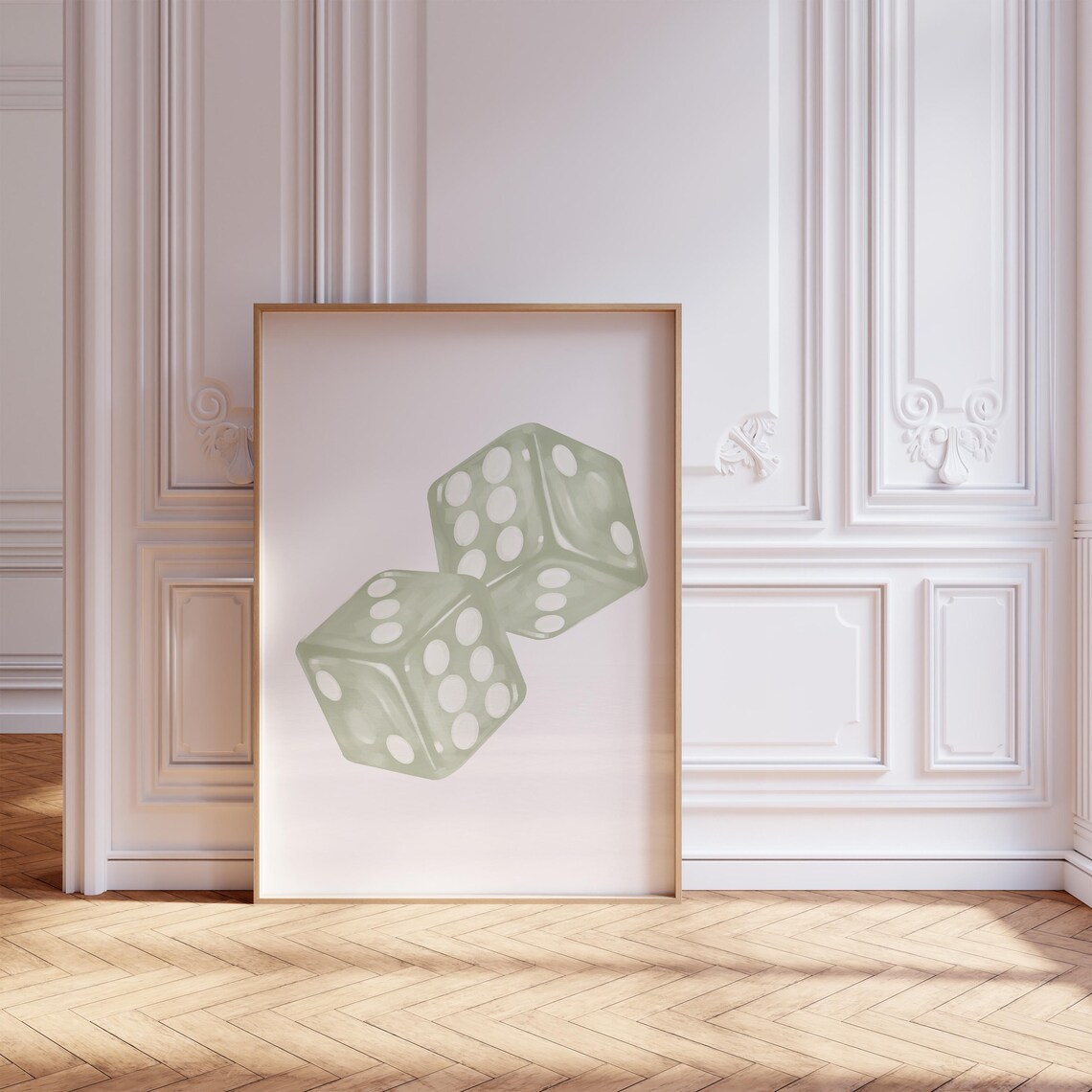 Dice Art Aesthetic Room Decor, Green Art Print - Image 3