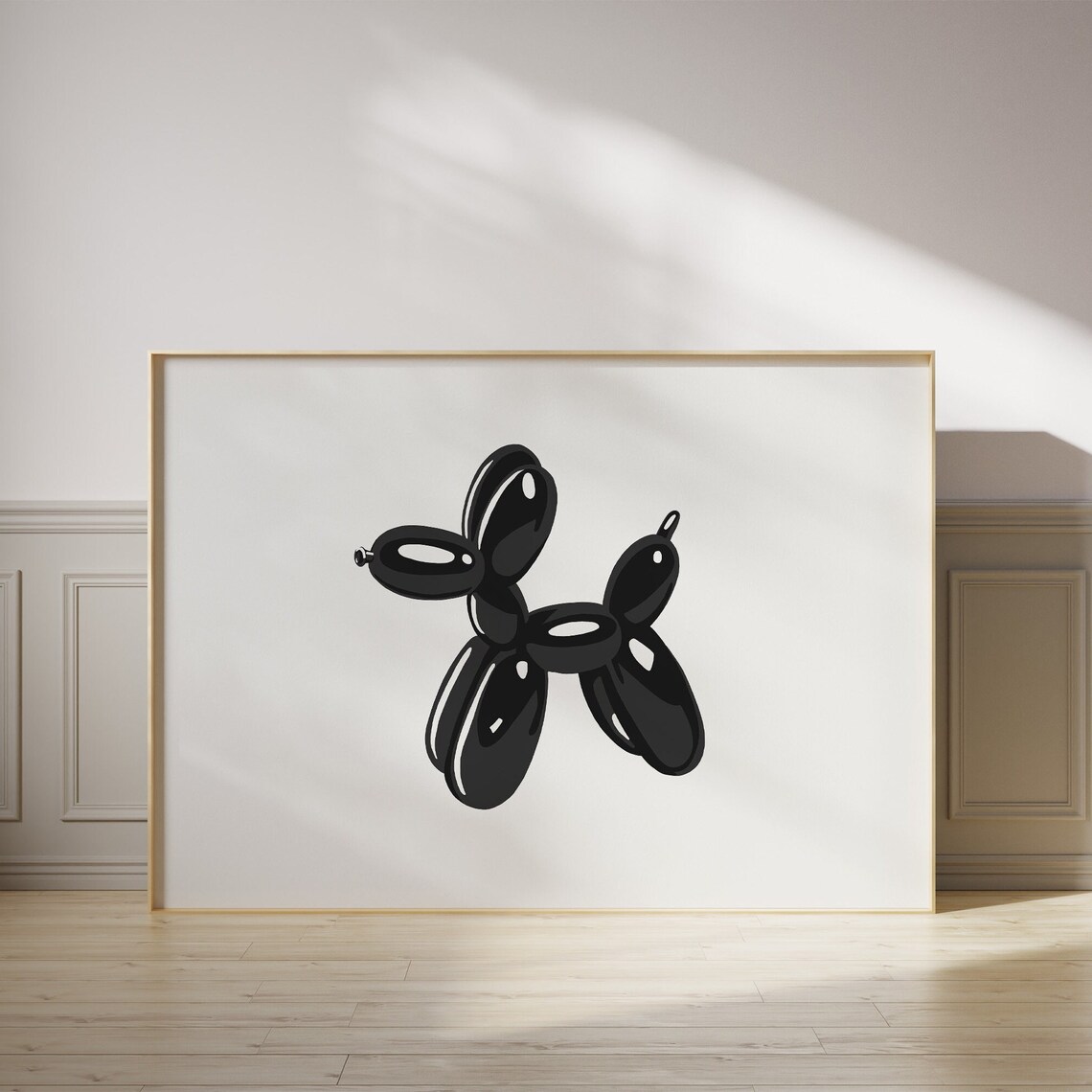 Balloon Dog Trendy Black and White Art Print