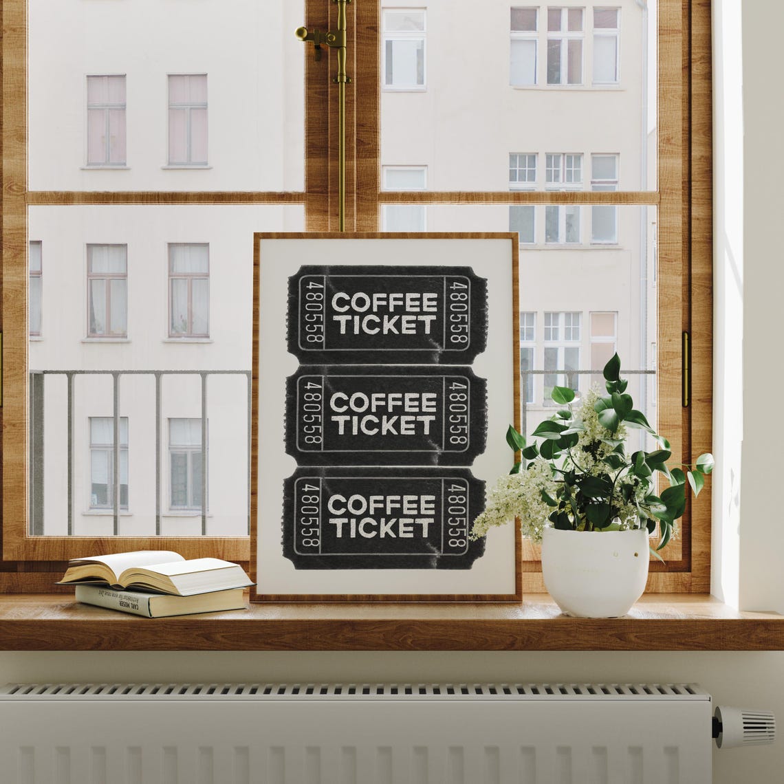 Kitchen Wall Art Coffee Bar Prints Trendy Black White Ticket
