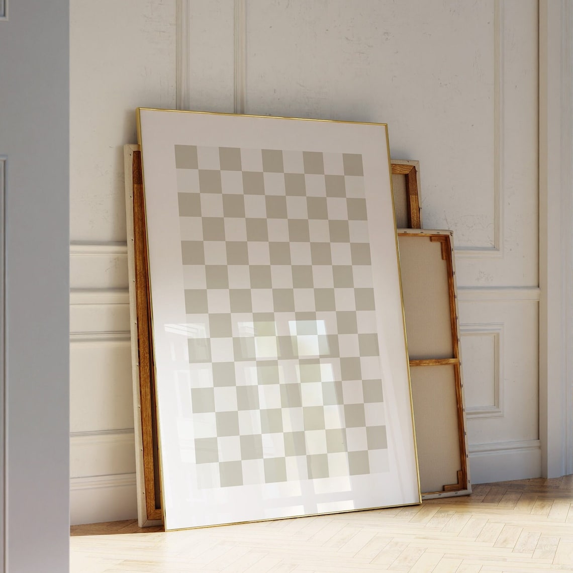 Checkers Art Print, Sage Green Checkered Poster