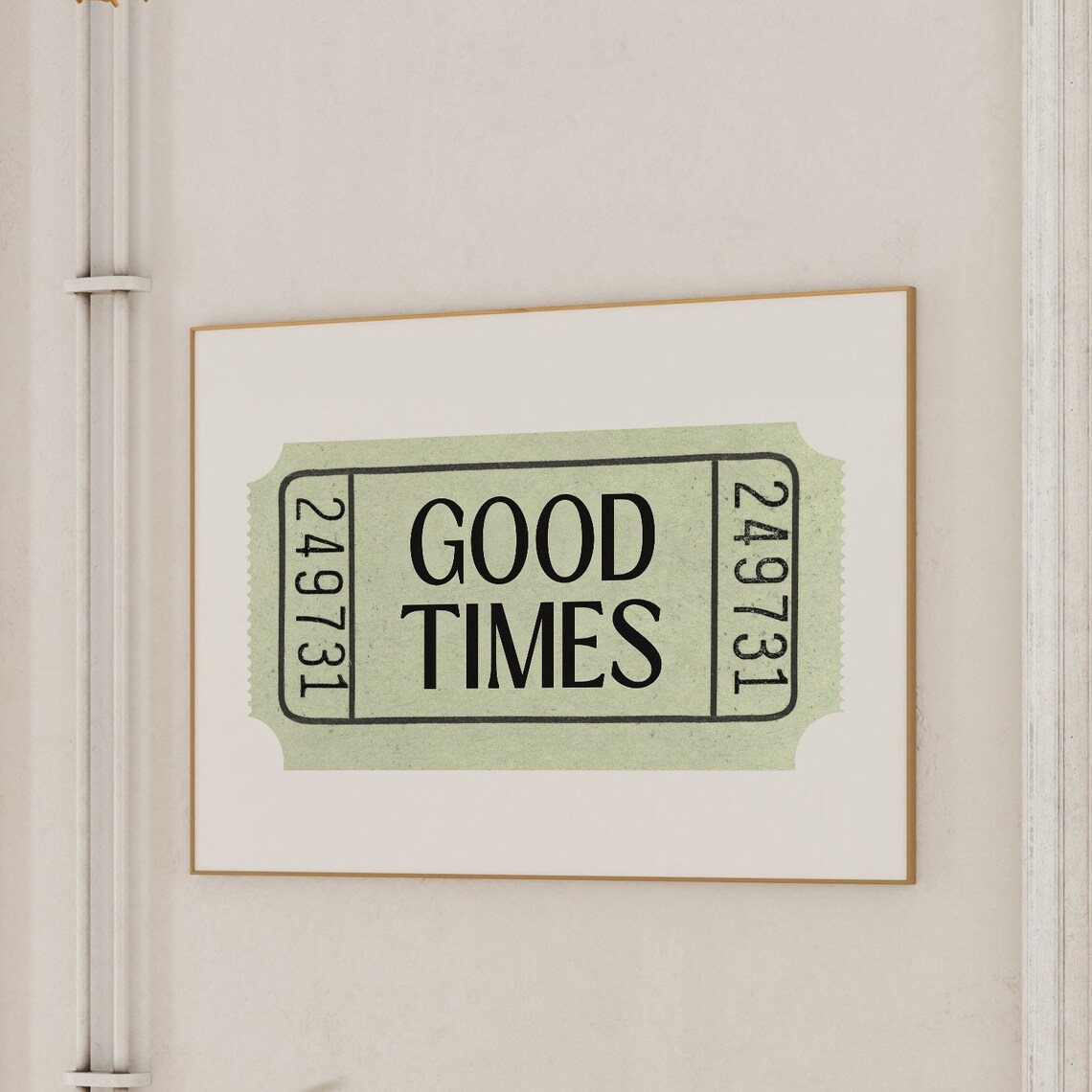 Green Retro Ticket Print, Sage Aesthetic Poster - Image 2