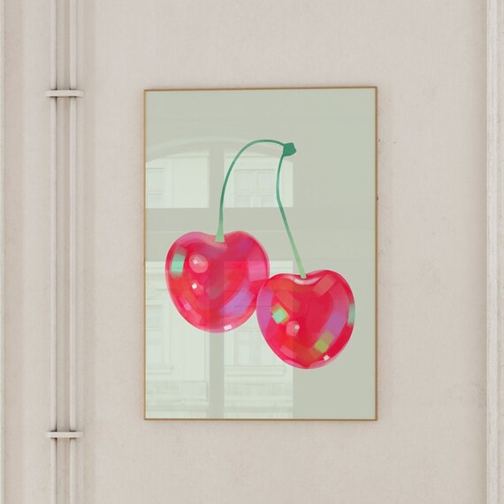 Cherry Wall Art Trendy Prints Cherries Poster Funky Wall Art Cherry Print Funky Poster Funky Room Decor Cherry Poster Trendy Poster