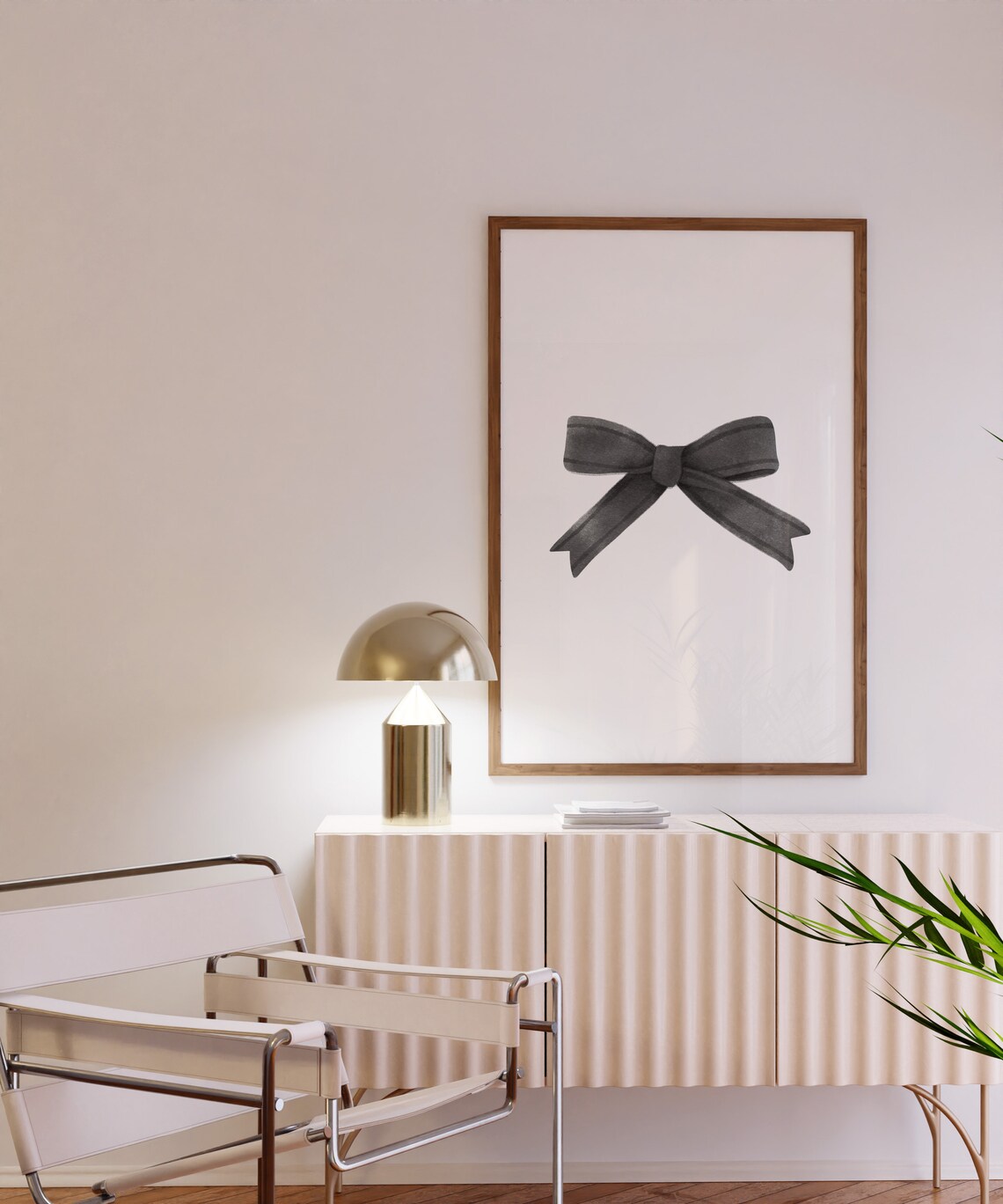 Black Satin Bow Minimal Watercolor Coquette Girly Wall Poster