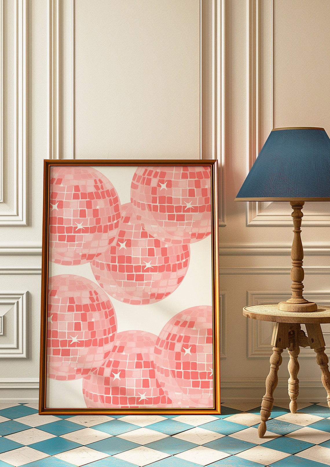 Pink Disco Ball Sparkle Party Celebration Art Poster Party Decor - Image 3