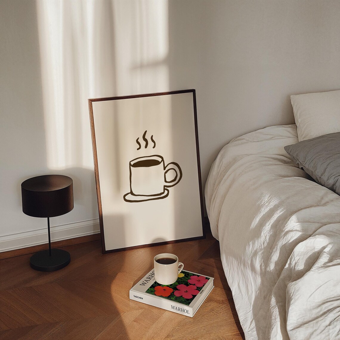 Cozy Brown Coffee Cup Hand Drawn Line Art Minimal Kitchen Poster - Image 4