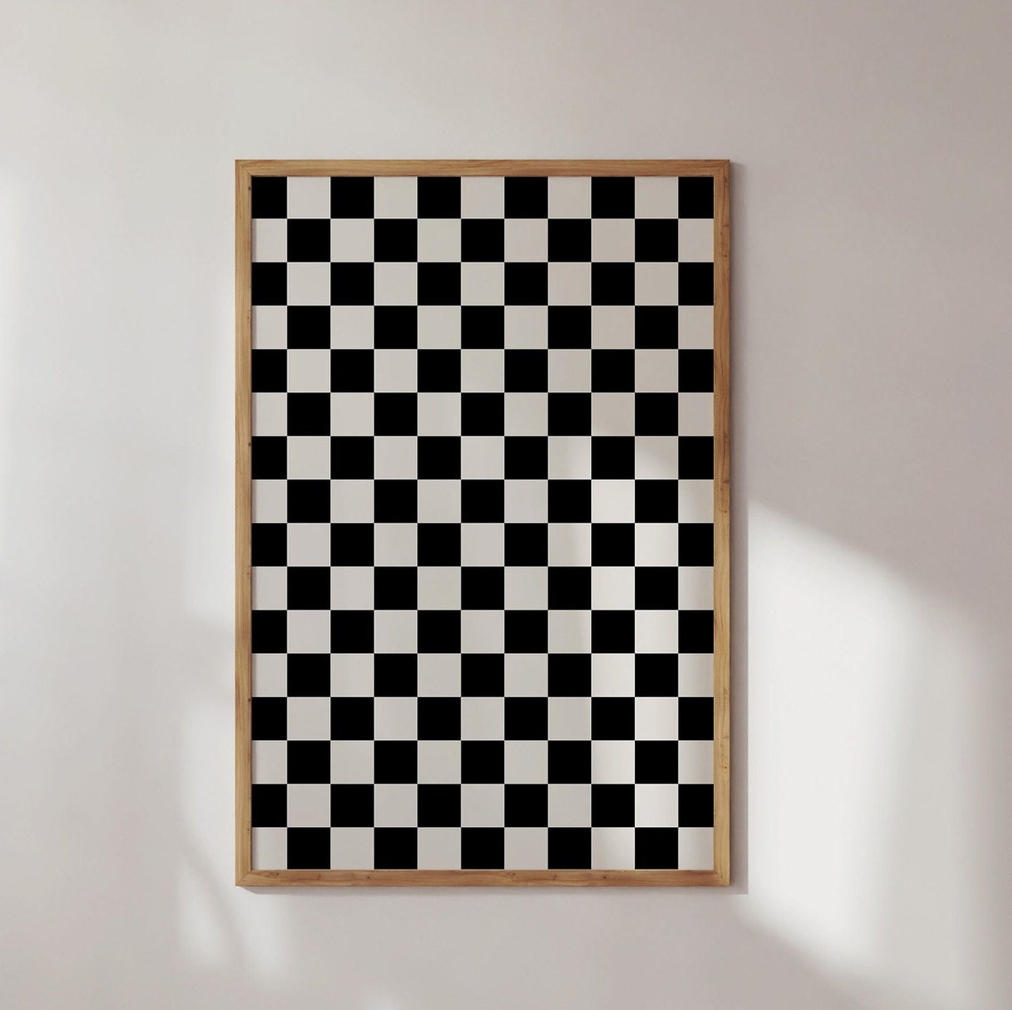 Black and White Checkerboard Pattern Poster Retro Checkered Decor - Image 2