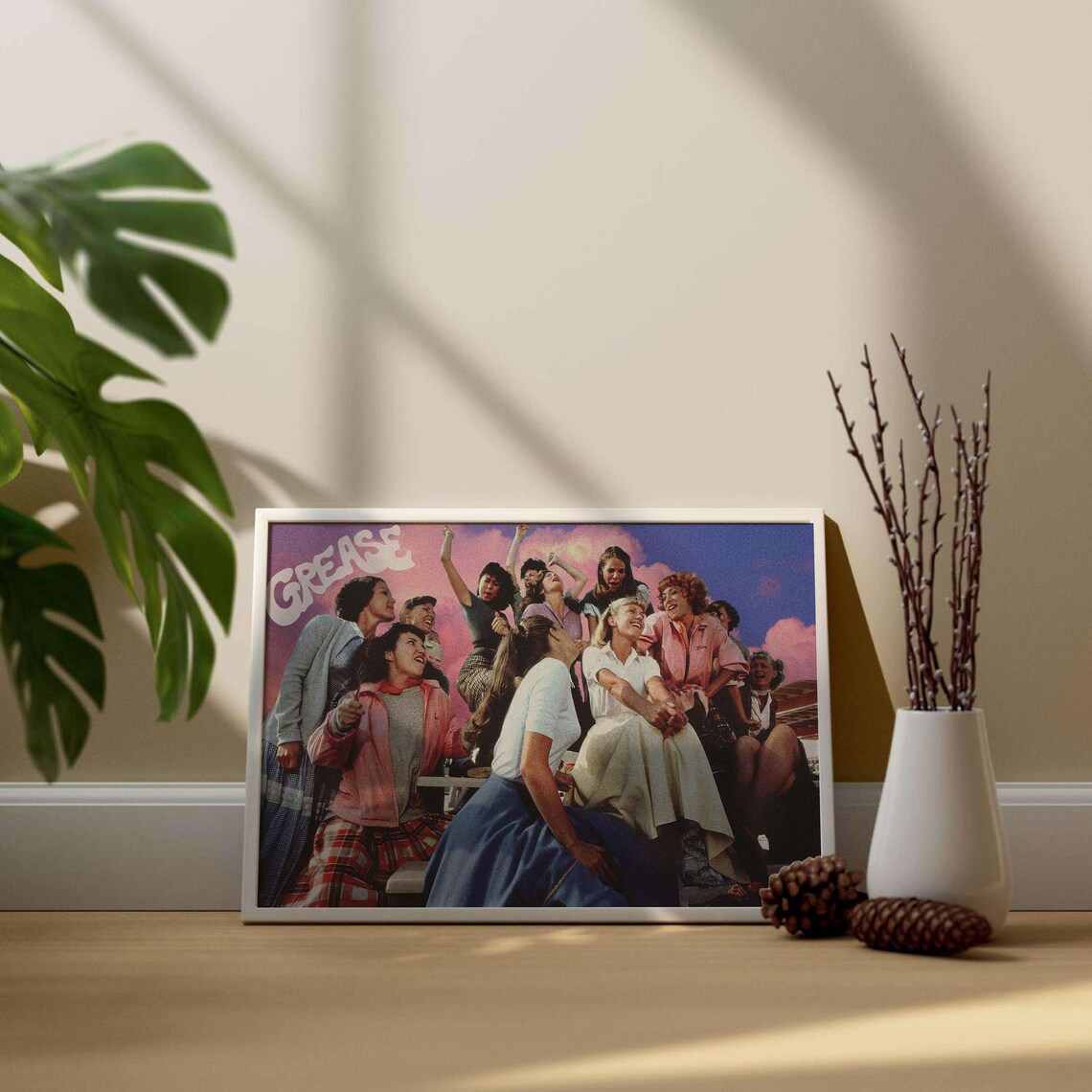 Grease Mid-Century Vintage Movie Art Print
