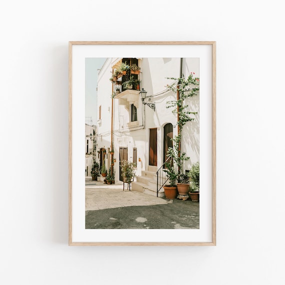 Spain Whitewashed Mediterranean Old Town Street Photography Print