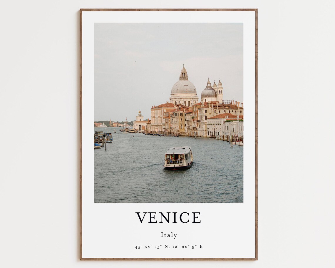 Venice Italy Grand Canal Water Bus Photography Travel Poster