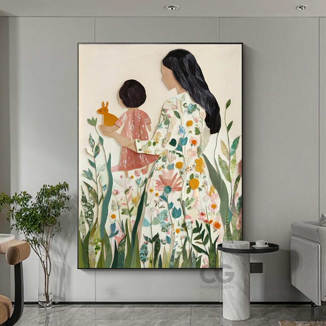 Large Abstract Lady Painting Portrait Woman Wall Art Original Floral Girl Art Faceless Portrait Figurative Painting Wall Decor Gift For Mom - Image 5