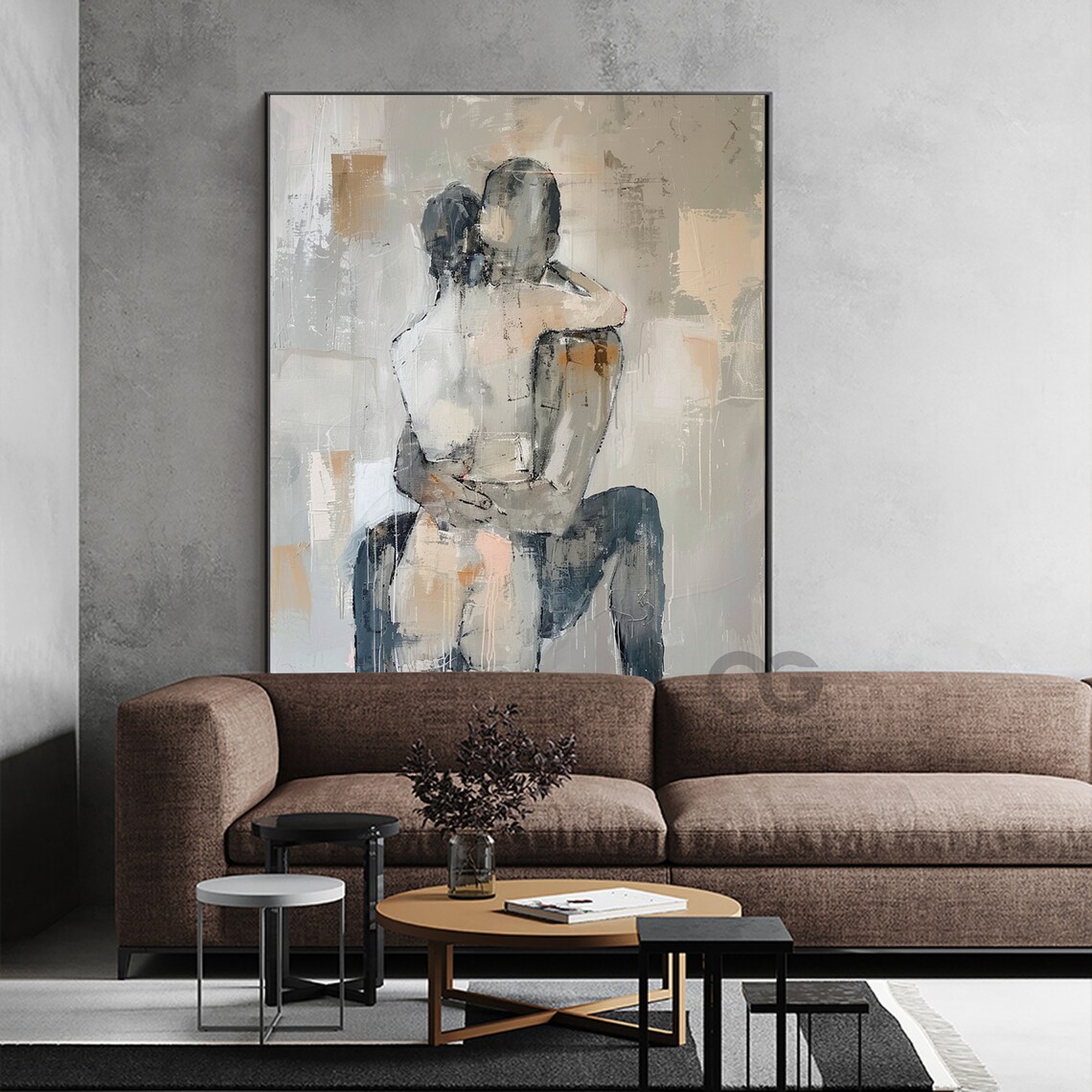 Gift For Wife Abstract Lady Framed Woman Face Artwork Family Painting Decor Woman Art Faceless Portrait Painting Wall Decor - Image 5
