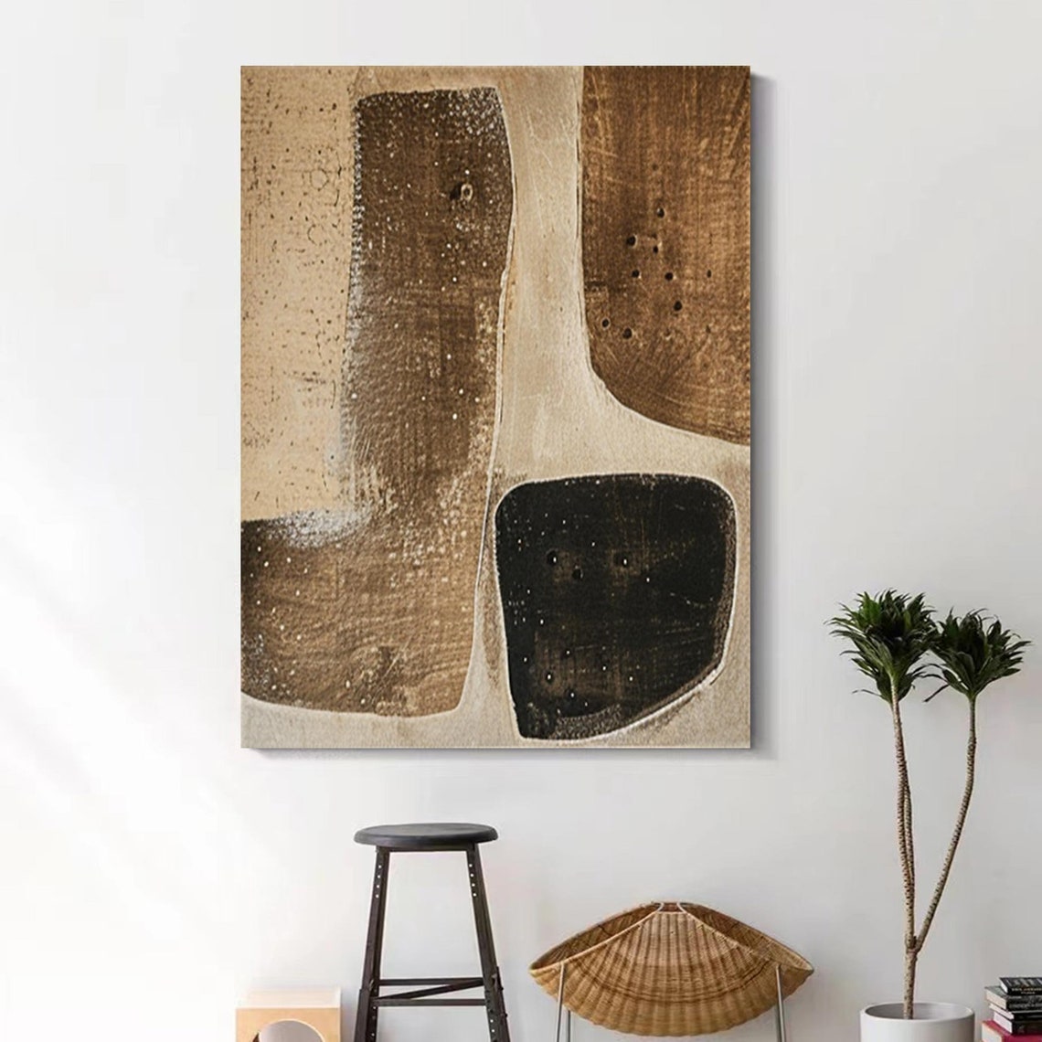 Brown Black Organic Shapes Beige Abstract Textured Earth Tone Poster - Image 5