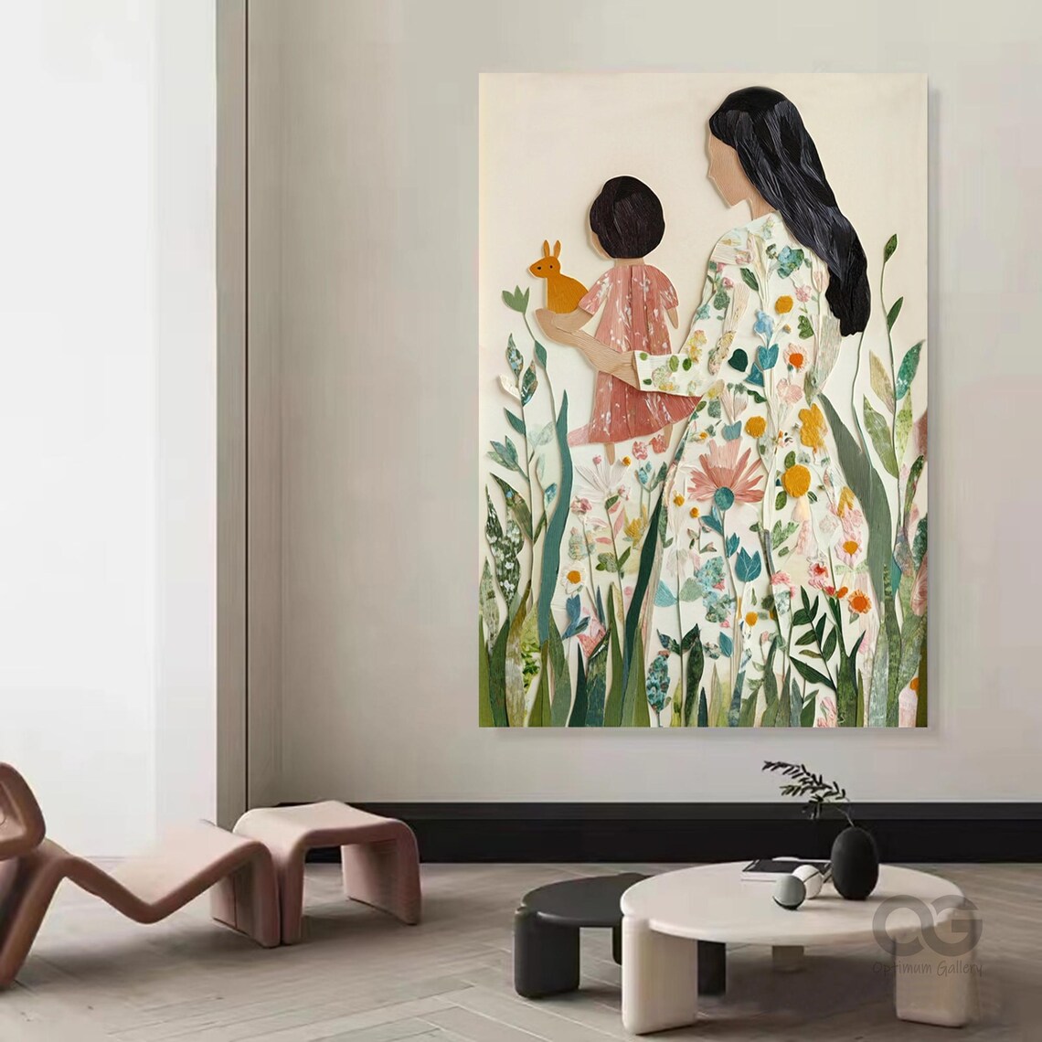 Large Abstract Lady Painting Portrait Woman Wall Art Original Floral Girl Art Faceless Portrait Figurative Painting Wall Decor Gift For Mom - Image 2