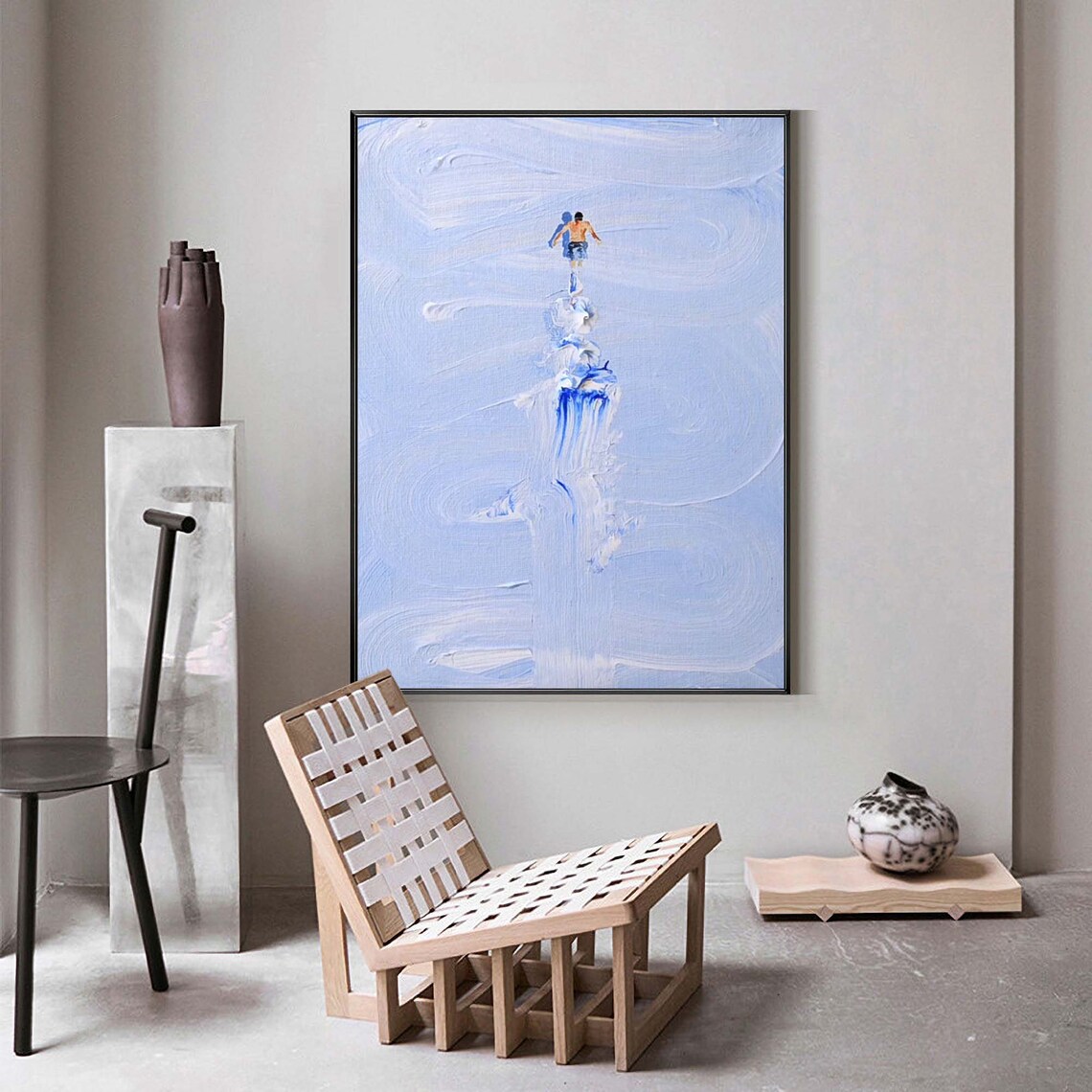 Swimmer Acrylic Painting, Modern Ocean Art Print - Image 2