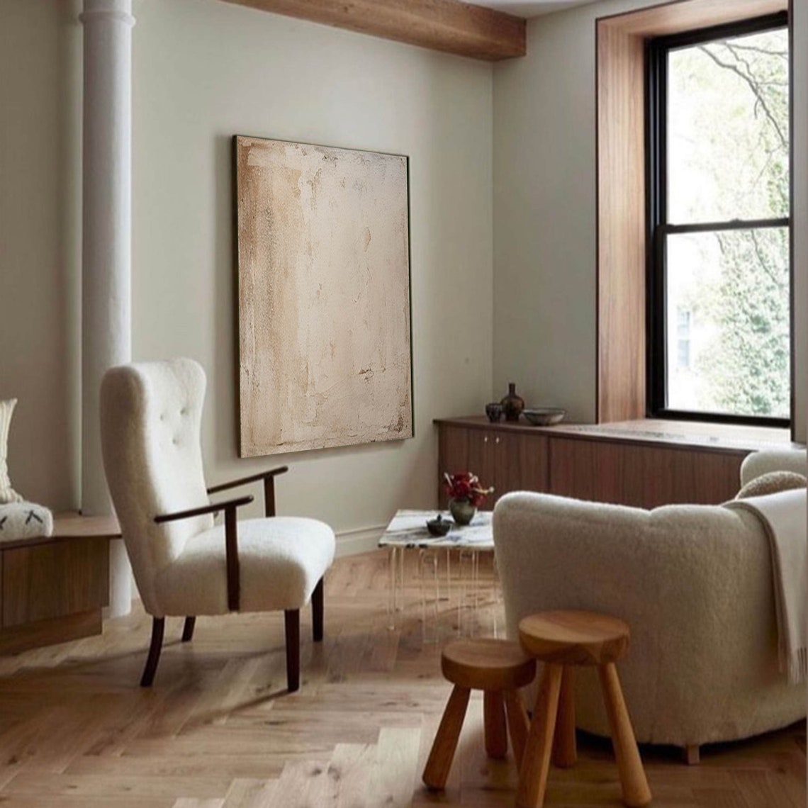 Beige Brown Wabi Sabi Abstract Textured Neutral Minimalist Wall Poster - Image 2