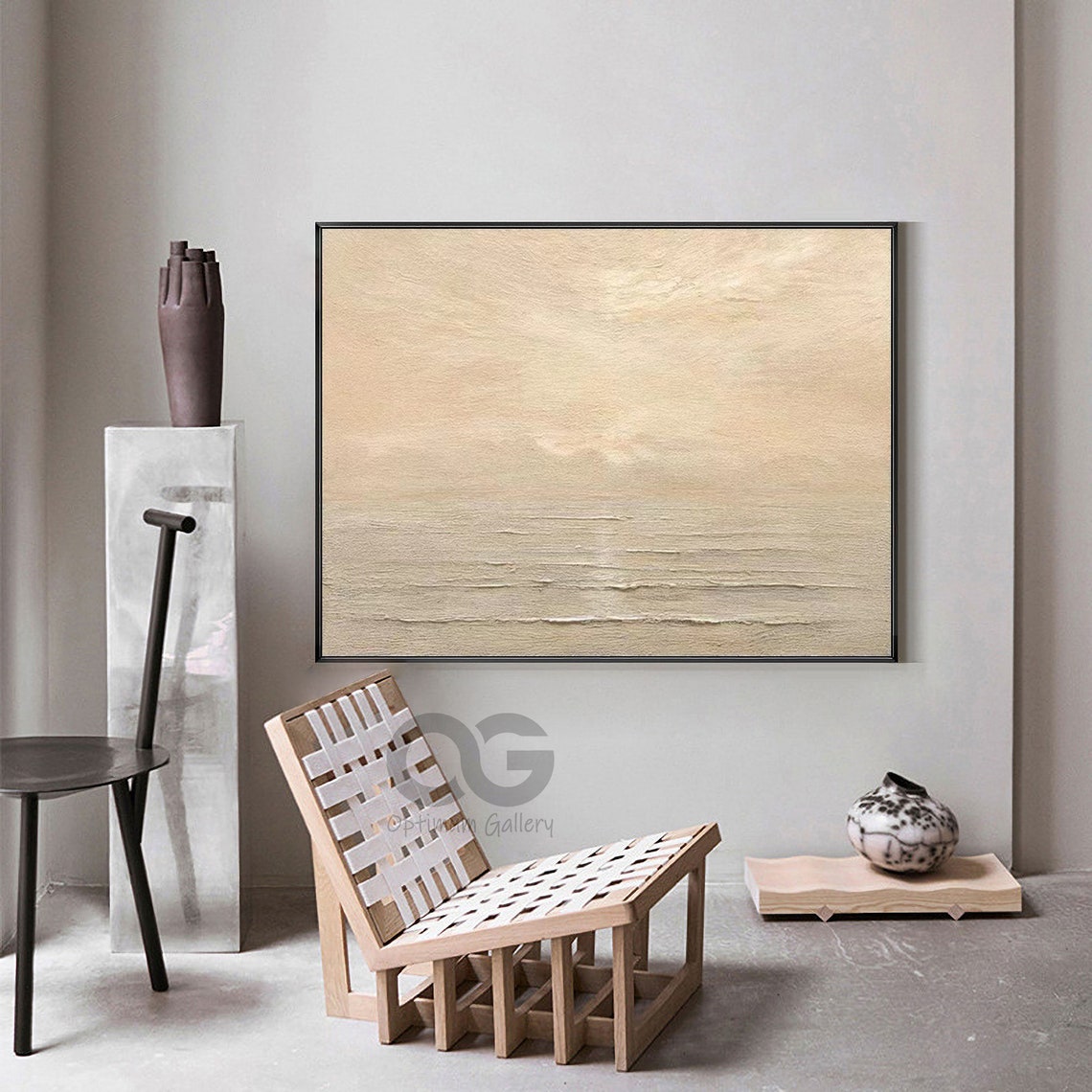 Minimalist Beige Cream Seascape Textured Abstract Neutral Beach Poster - Image 5