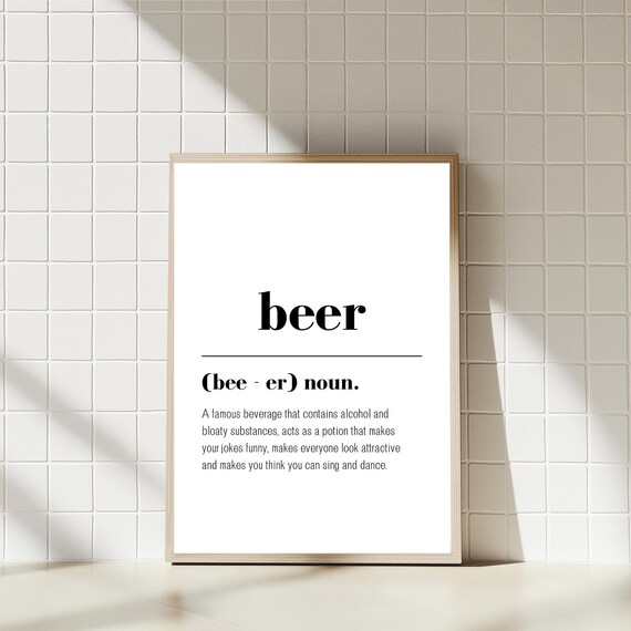Funny Beer Definition Poster, Minimalist Bar
