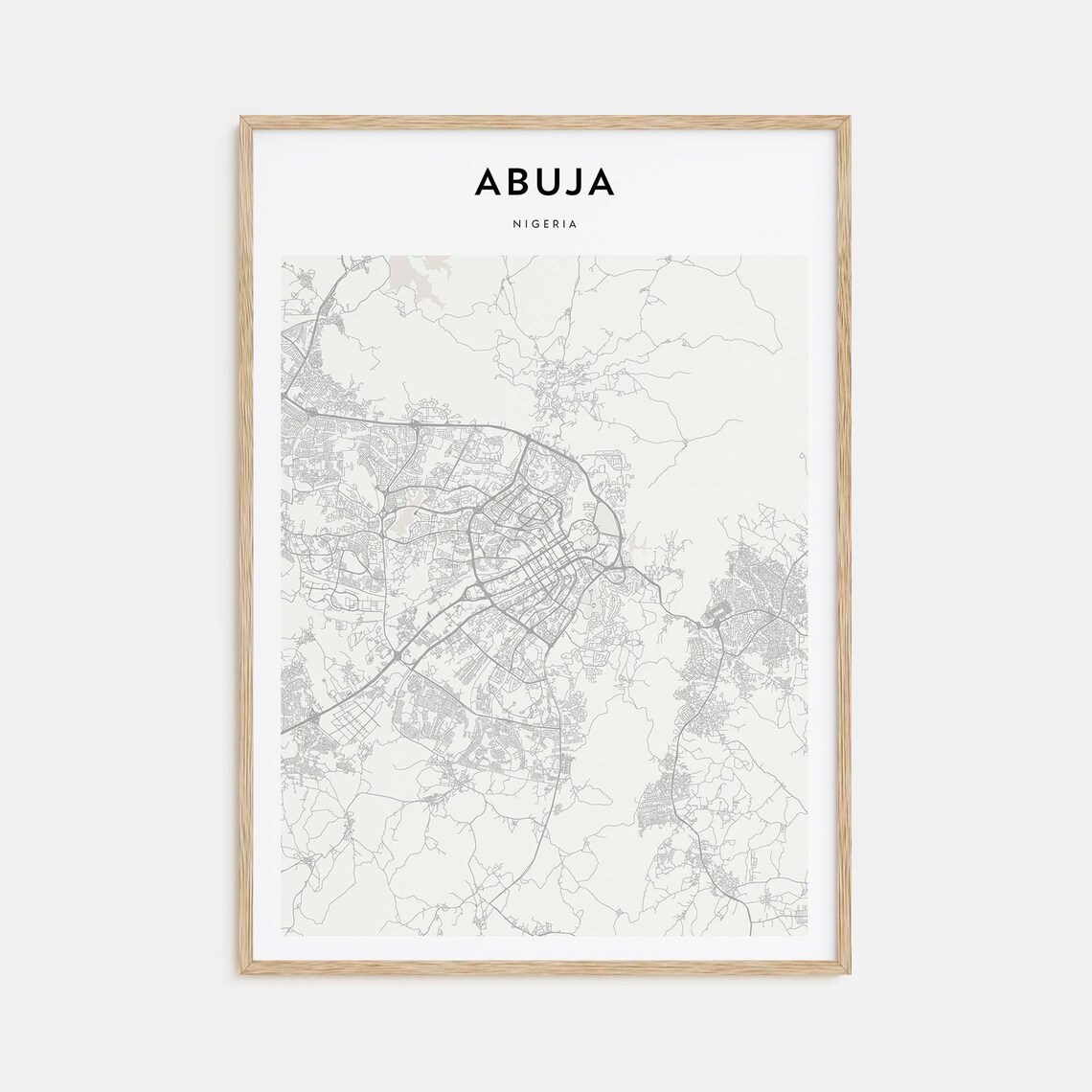 Abuja Nigeria Minimalist Capital City Street Map Travel Poster