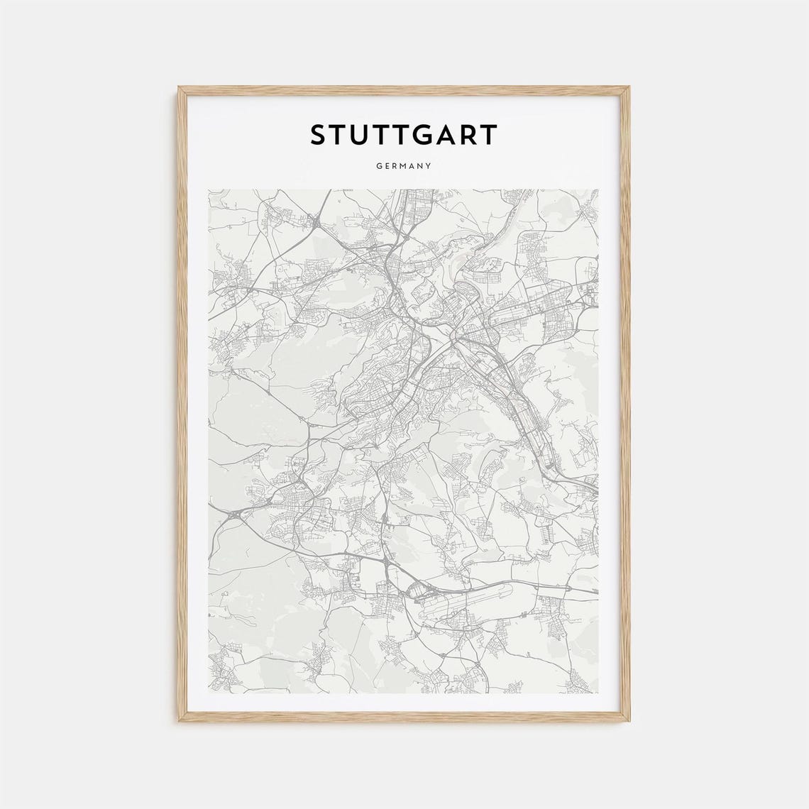 Stuttgart Germany Minimalist Black White City Map Street Poster Gift
