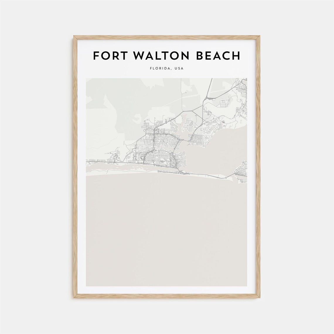 Fort Walton Beach Florida USA Minimalist Beige City Map Poster